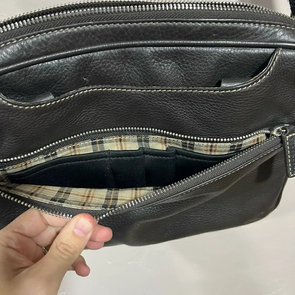 Levenger Brown Full Grain Leather Shoulder Business Bag